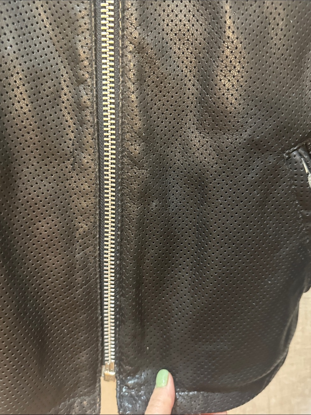 Vintage 1990’s Kerr Leather Men's Black Perforated Leather Performance Jacket - Picture 8 of 12